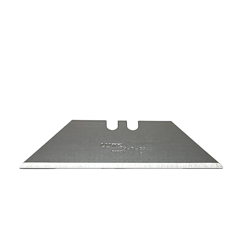 The triangular-edged cutter blade is made of carbon steel  from Lutz Blades